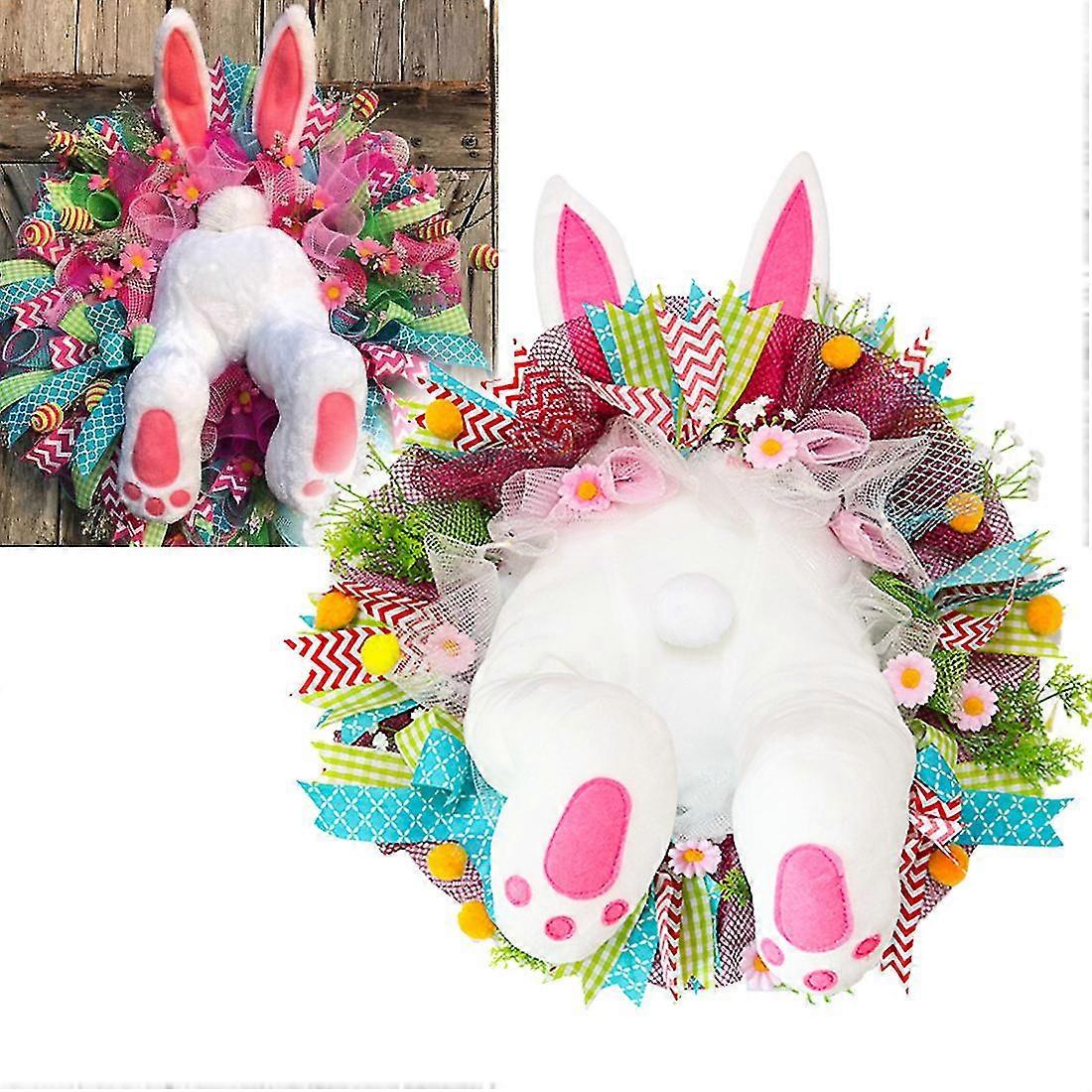 Easter Door Decorations Bunny Butt And Ears Wreath Easter Spring Outdoor Indoor Hanging Welcome A12
