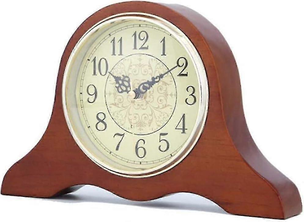 Wooden Decorative Silent Mantel Clock - Battery Operated for Living Room, Office, Kitchen, Desk, Shelf & Home Dcor Gift