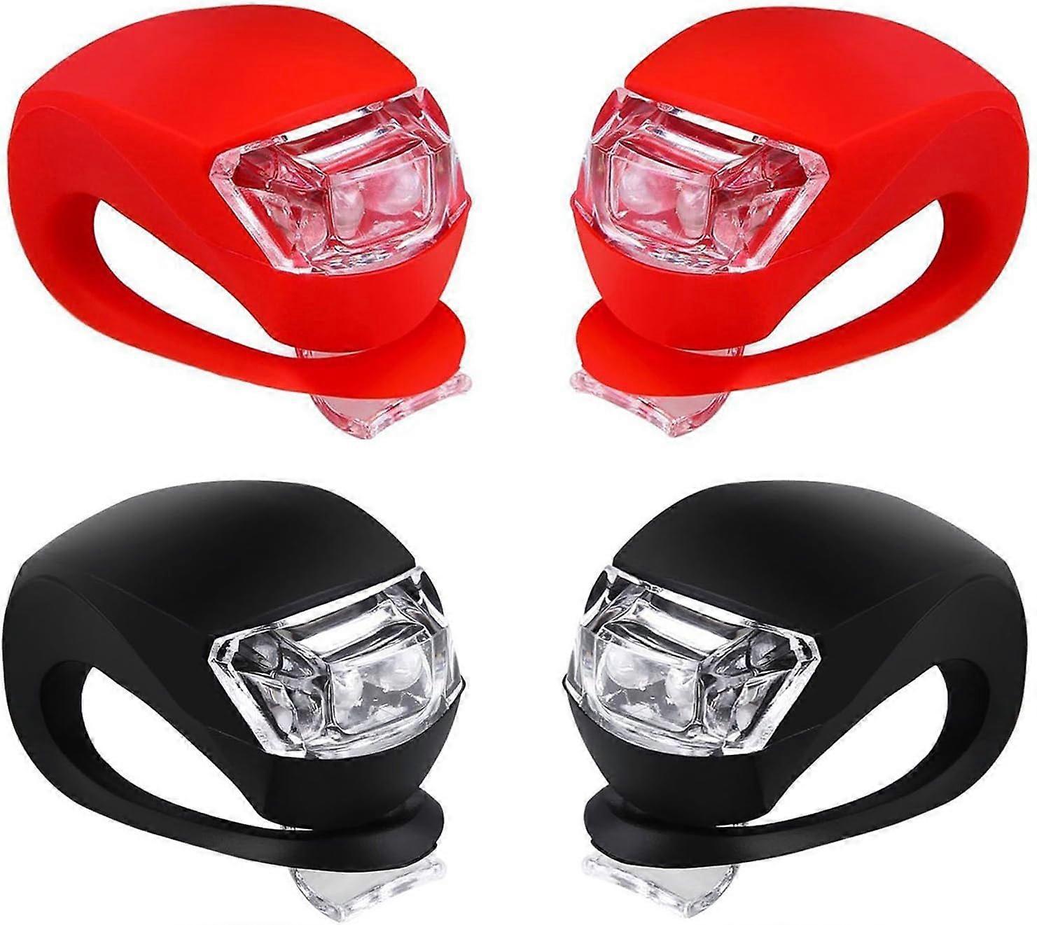 2 pairs Bicycle Light Front and Rear Silicone LED Bike Light Set - Bike Headlight and Taillight, Waterproof & Safety Road, Mountain Bike Lights
