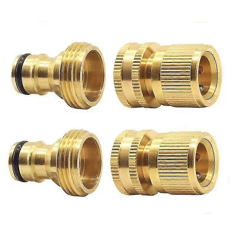 Garden Hose Quick Connector Brass Hose Connector Garden Hose Quick Connect Garden Hose Nozzle Connect Kit Water Hose Connector, For Hosepipe Thr
