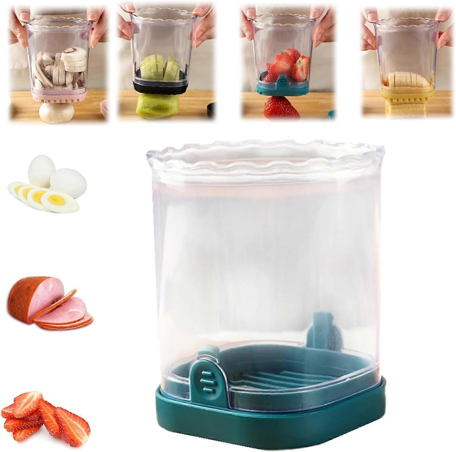 Fruit Slicer Cup, Stainless Steel Slicing Cup, Strawberry Slicer, Banana Slicer, Grape Cutter, Egg Slicers, Detachable Fruit Cutter Slicer with Push P