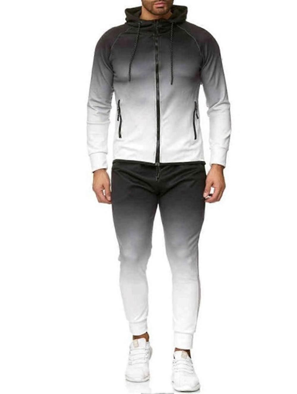 Men's Hooded Gradient Colours Activewear Sweatpants Two-piece Set