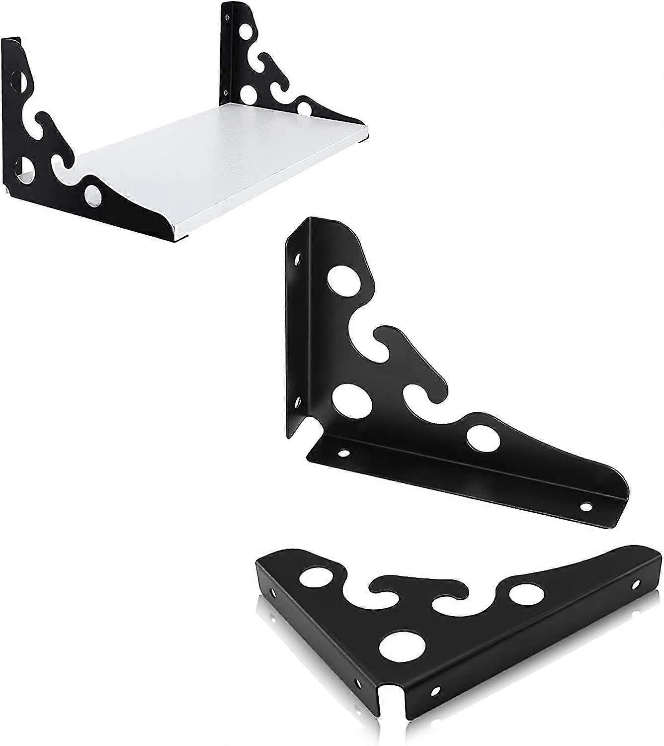2pcs Heavy Duty Bracket Wall Mount Shelf Bracket For Bookshelf Kitchen (8") Black - Ya