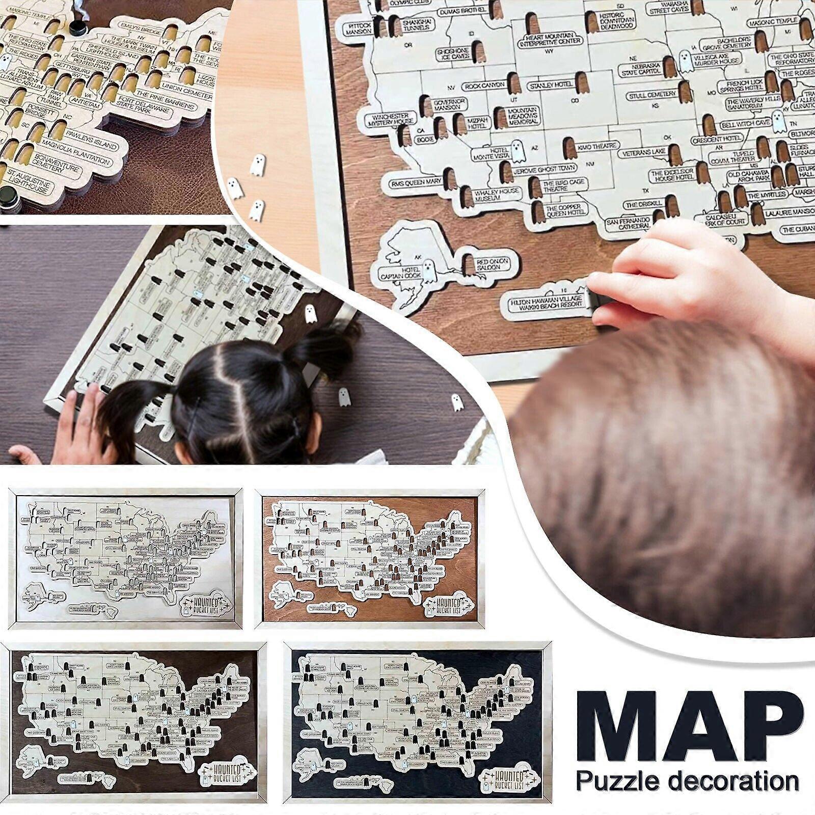 Halloween Wooden Haunted Maps Haunted Bucket Mansion Decoration Bucket List Maps,100% New