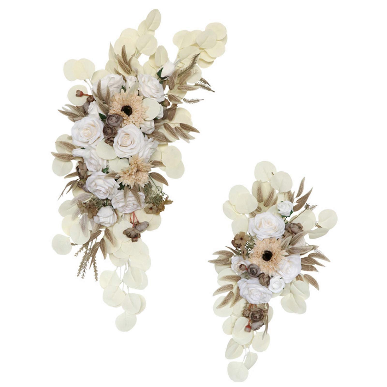 Αψιδωτά λουλούδια με drapes kit 2Pcs τεχνητή σύνθεση λουλουδιών για γαμήλια τελετή δεξίωση σκηνικού διακόσμηση