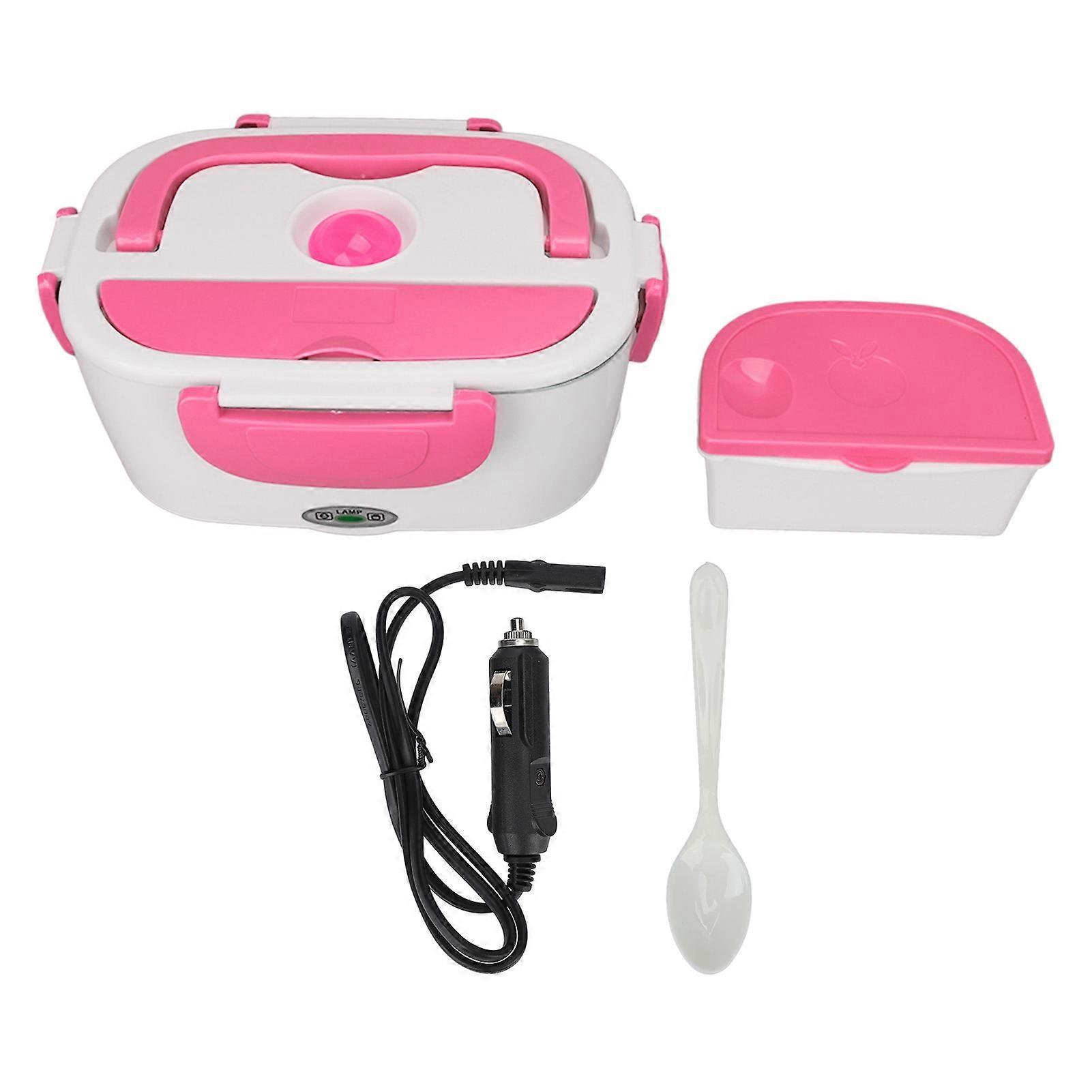 lunch box that plugs into cigarette lighter Heated Lunch Box 1.5L 40W Heating Cigarette Lighter Plug Food Grade PP  Electric Lunch Box for Home Office Travel Pink