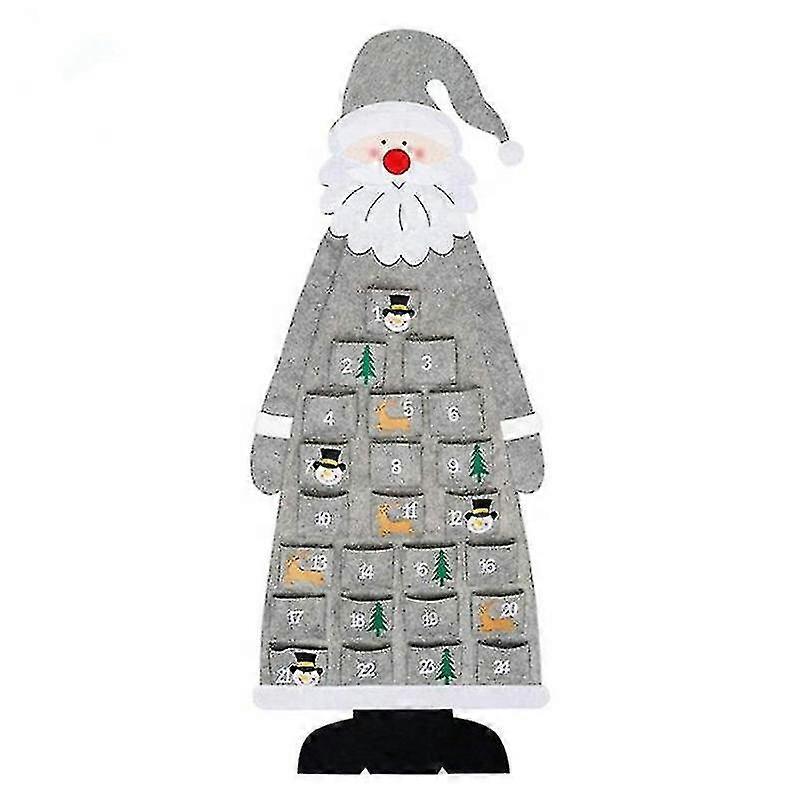 Calendário do Advento de Natal 3d Santa Felt Advent Calendário com 24 Dias Bolsos Contagem Regressiva