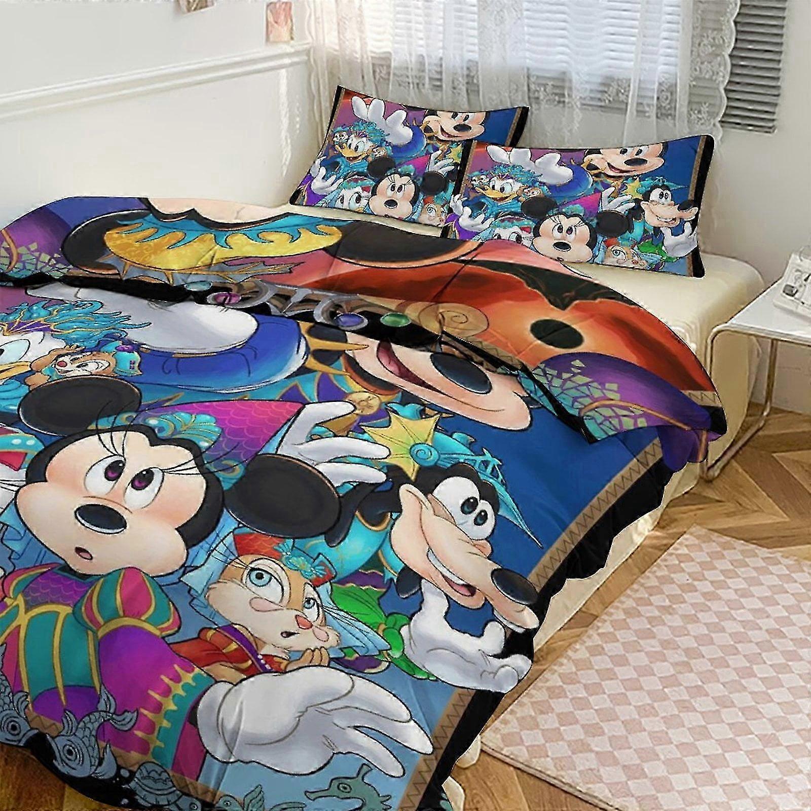 Mickey Print Bedding Set Pattern Duvet Cove Set Pieces Quilt Cover And Pillowcases for Women Men Teens Multiple sizes to choose from