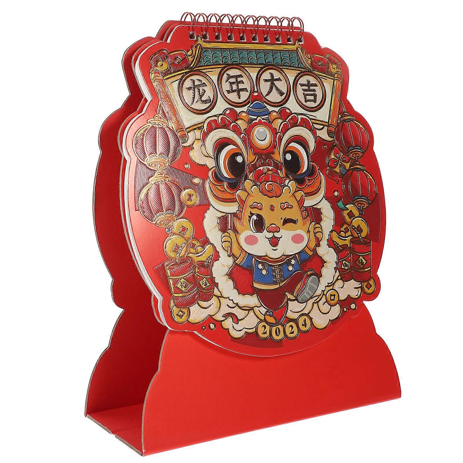 Cartoon Monthly Calendar Desktop Office Standing Calendar Tabletop Desk Calendar 2024