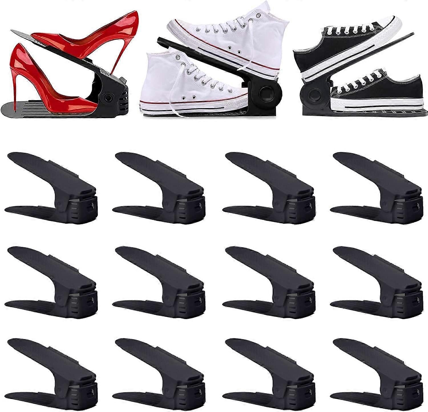 12 Pieces Adjustable PP Shoe Racks Non-Slip Space-Saving