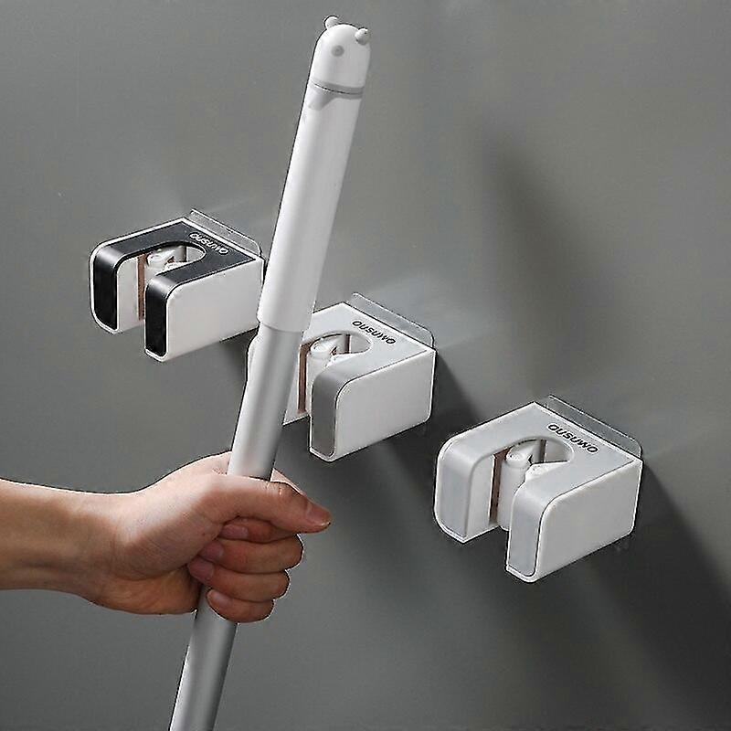 Wall Mounted Mop Holder Adhesive Multi-purpose Hooks Broom Hanger Kitchen Bathroom Accessories Strong Hook Rack