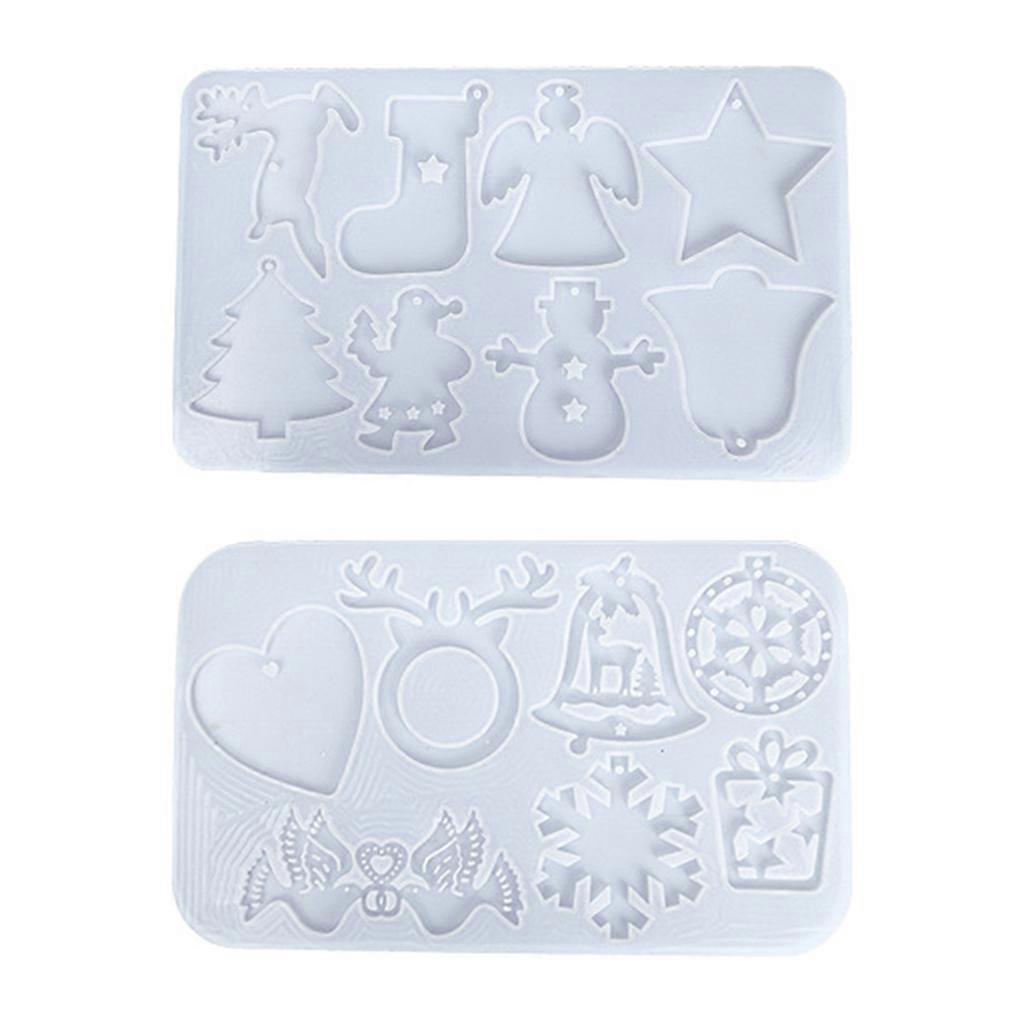 عيد الميلاد الراتنج سيليكون قوالب عيد الميلاد موضوع بيل سانتا انخيل رجل الثلج القلب الأيائل