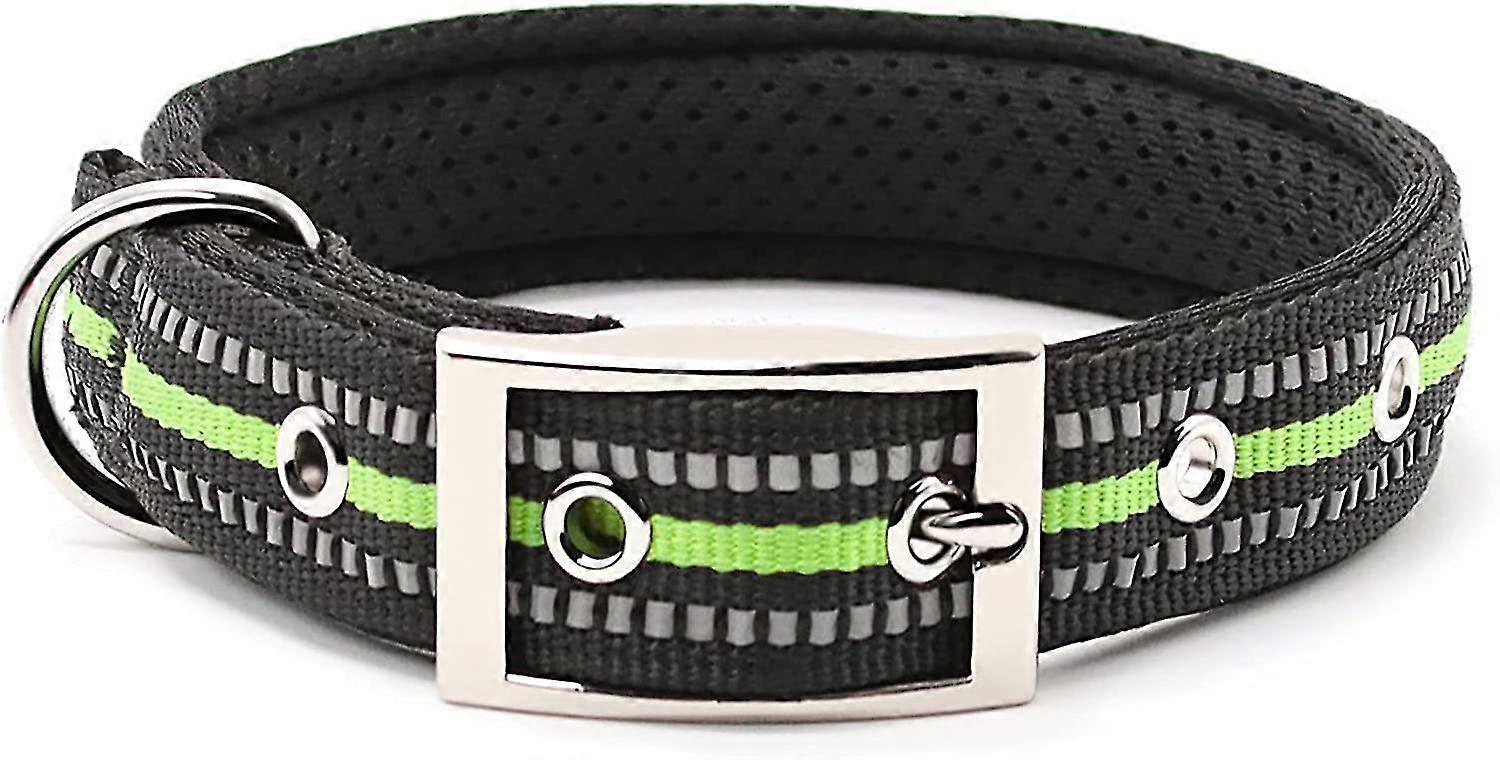 Veeki Metal Buckle Dog Collar With Reflective Or Color Adjustable For Medium To Large Breeds (l Size 2.5cm/0.9"w)