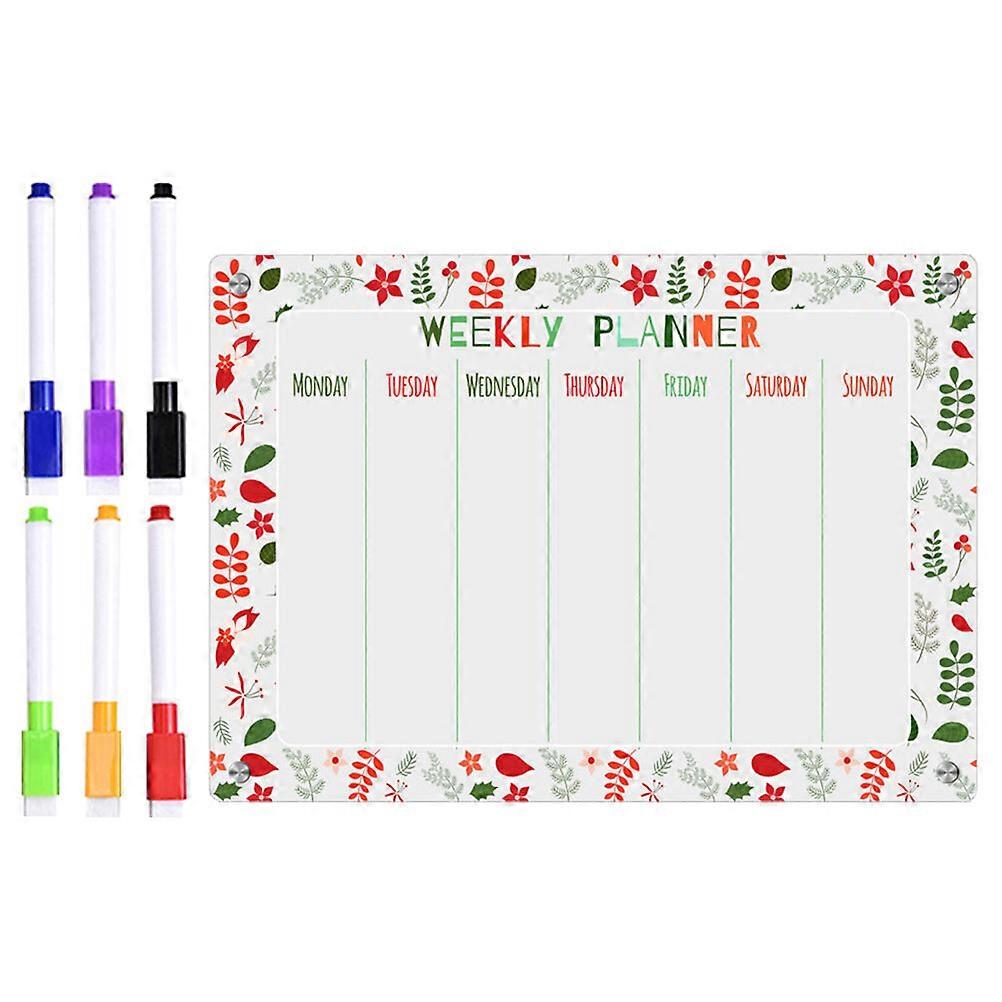 1 مجموعة من لوحة المخطط الأسبوعي المغناطيسي لوحة مخطط المسح الجاف لوحة الثلاجة المغناطيسية