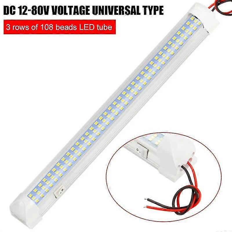 108 Interior Light Car Ceiling 12v Led Bar White Light Tube With Switch ...
