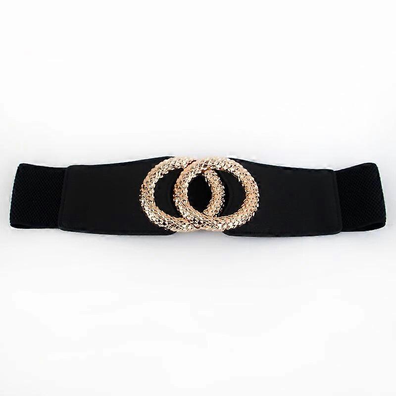 Nye brede linninger til frakke kvinder sort elastiske cummerbunds kjole legering guld big circle spænde bælter Mode Girl Waist Seal