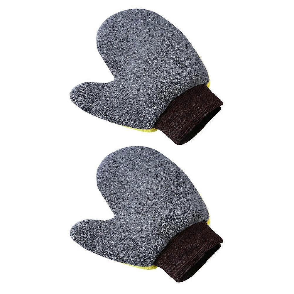 1 Paar Korallenfleece Autowaschhandschuhe tragbare saubere Fensterputzhandschuhe Staubhandschuh