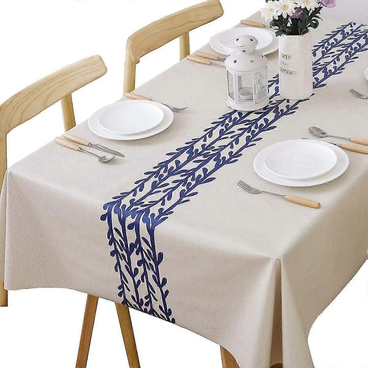 Table Cloth Wipeable Tablecloth PVC Plastic Wipe Clean Waterproof Rectangular