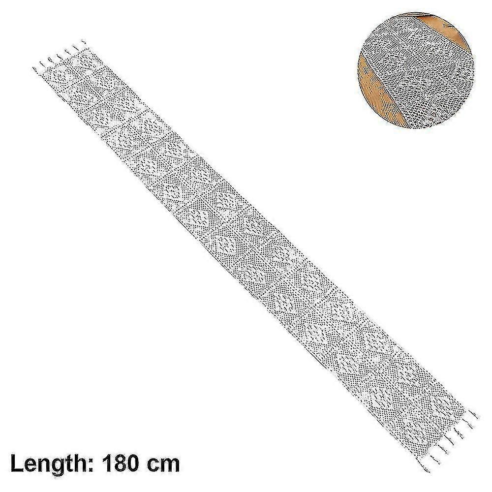 Cotton Lace Table Runner With Tassel White Rustic Macrame Table Runner