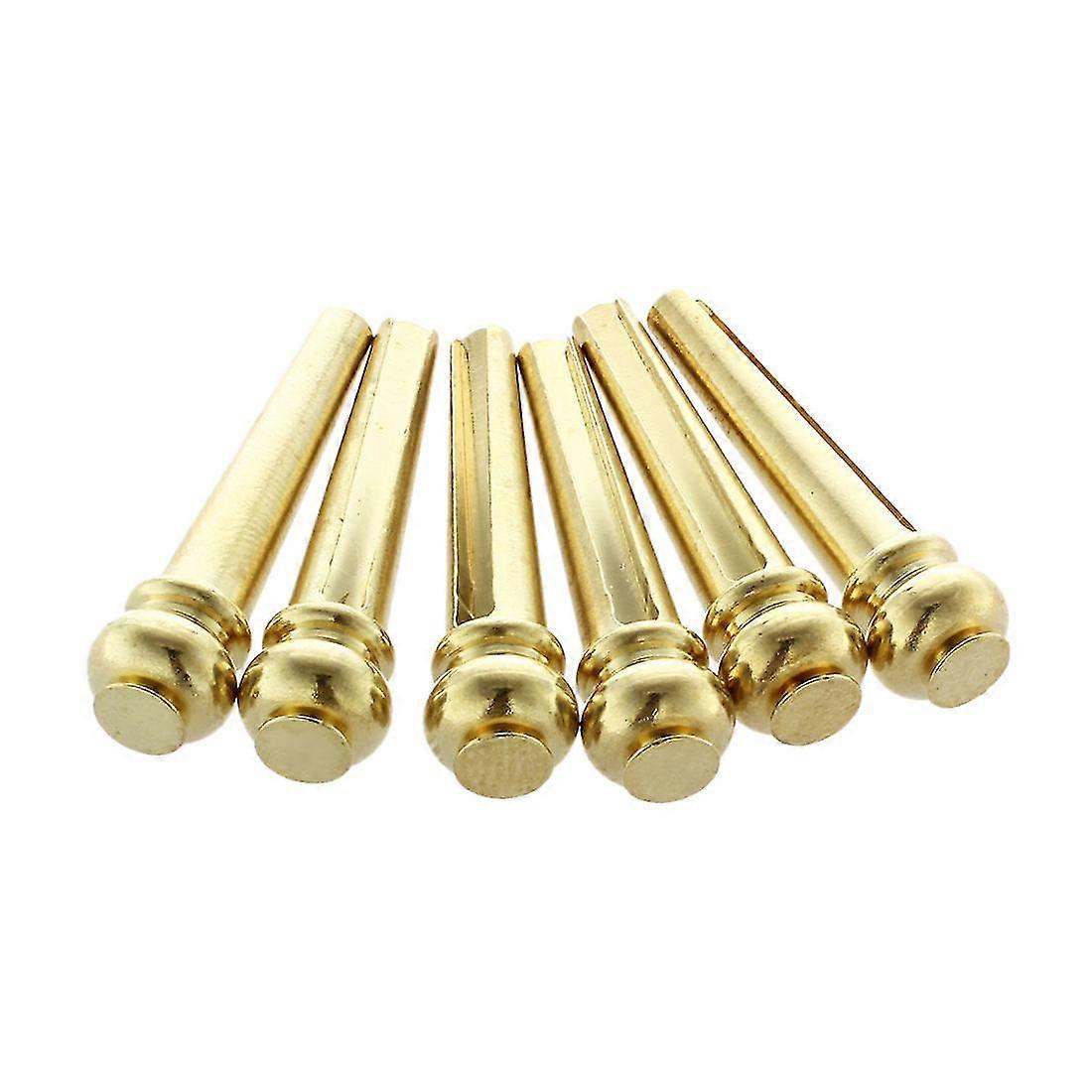 Metall akustisk gitarr stallstift 6st mässingsgitarrsträngar fasta koniska strängstift strängspik