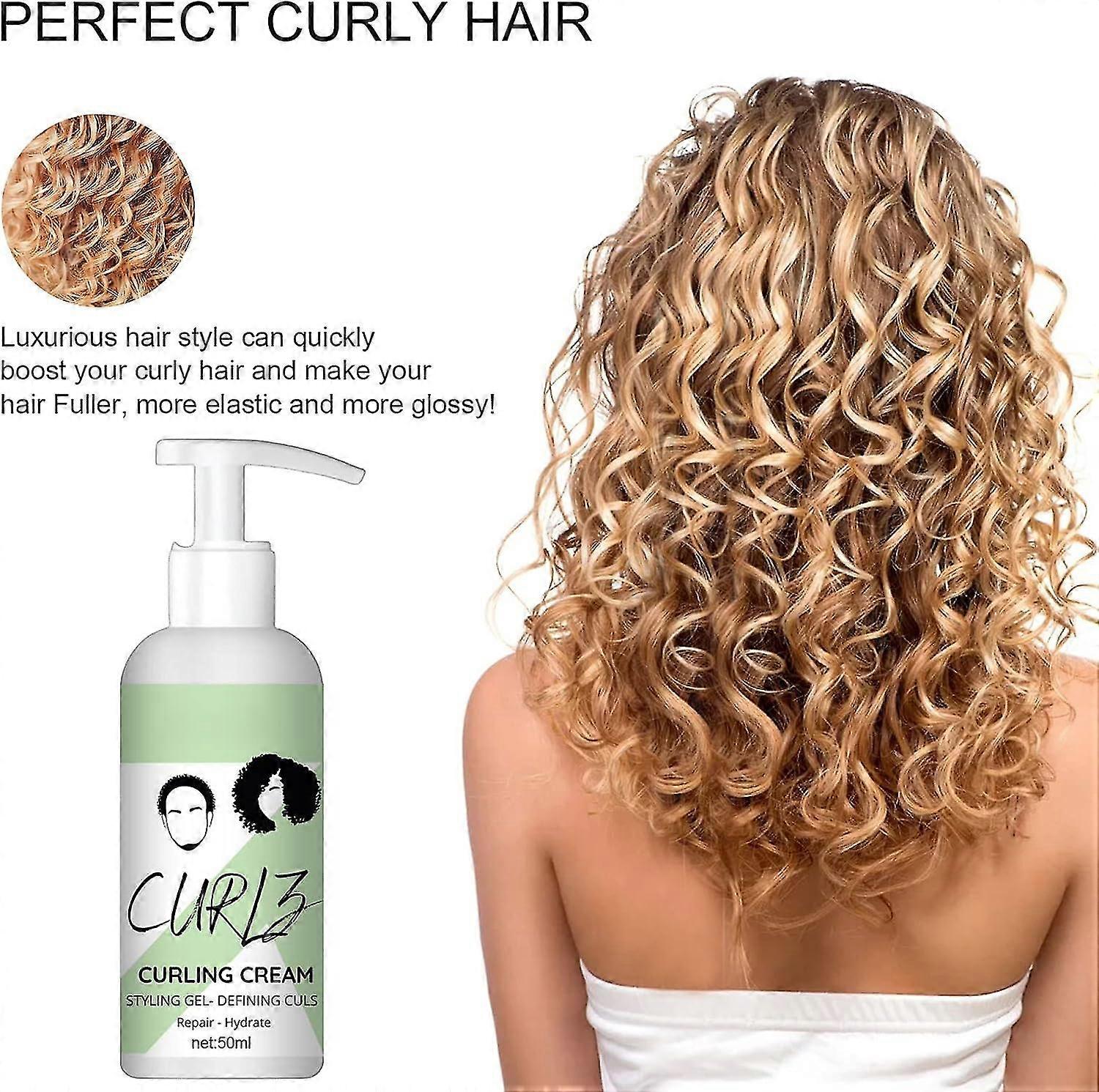 Curls Boost Defining Cream, Natural Frizz Control Moisturizing Curl Conditioner Cream, Professional Styling Gel, Curly Hair Elastin for Frizz Hair