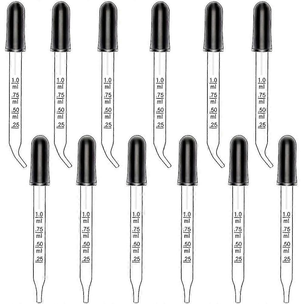 20Pcs 1Ml Eye Dropper,10Pcs Straight Tip Glass Droppers and 10Pcs Bent Tip Measured Dropper,For Acc