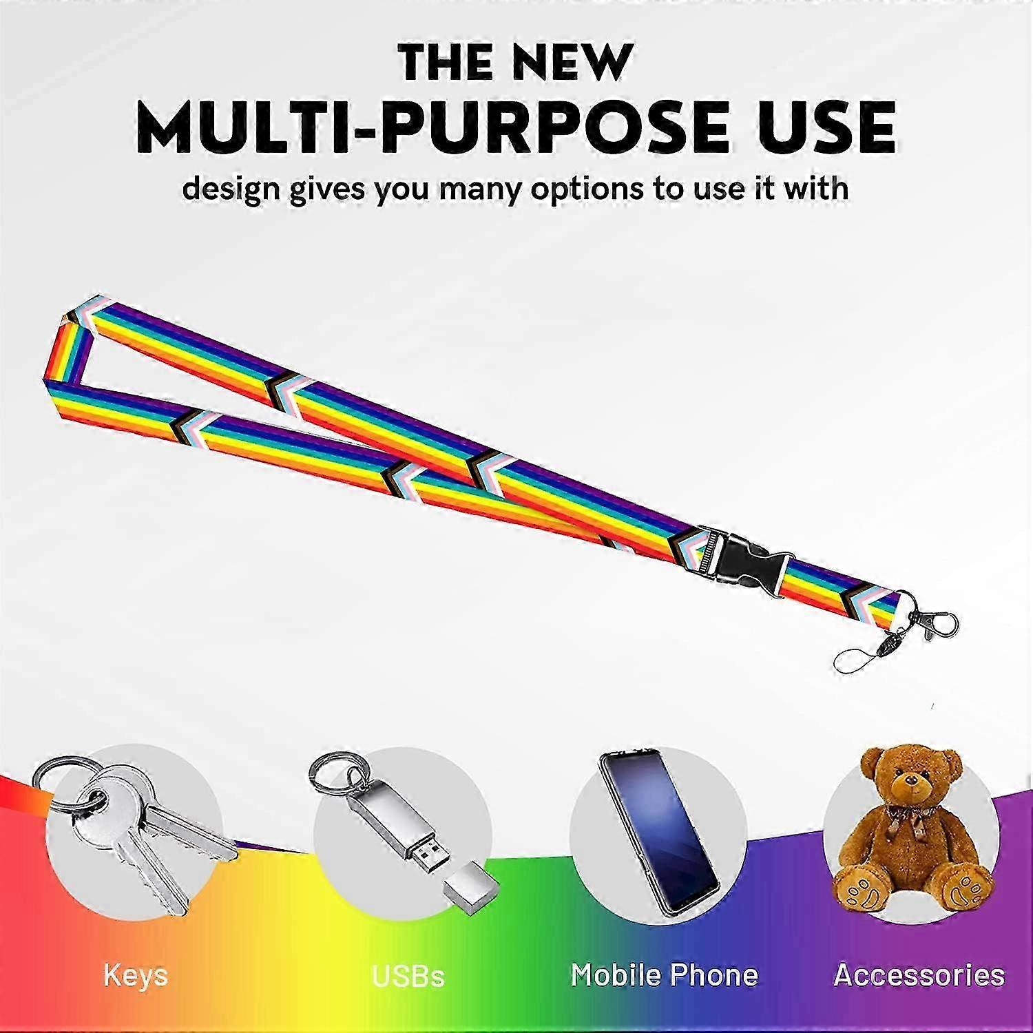 Rainbow Badge Holder with Lanyard, Lanyard with ID Holder,id Card Holder with Retachable Neck Lanyard, Retractable Badge Holder