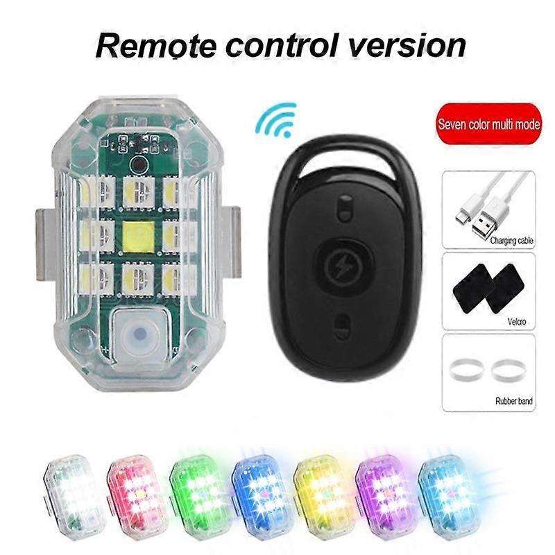 2.4G Remote Control Car LED Strobe Lights 7 Colors Flashing Taillight Anti-collision Warning Lamp Flash Indicator for Motorcycle Bike Scooter Aircraft