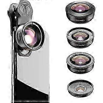 5 In 1 Phone Camera Lens Kit -2X Telephoto Lens+195 Fisheye+110 Wide Angle +10X Marco+170 Wide Angle Cell Phone Lens Kit