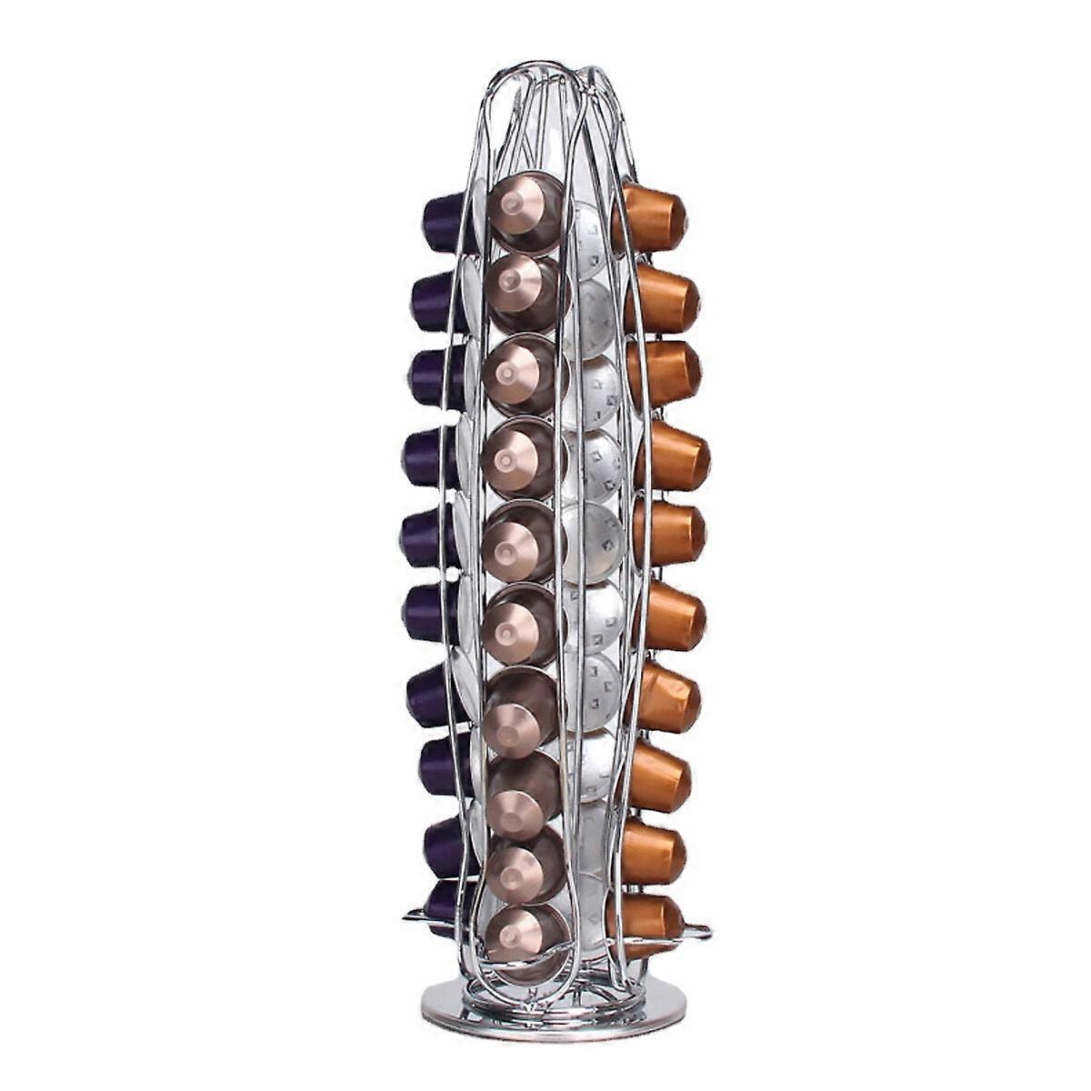 Electroplating 360 Roatation Bottom Coffee Capsules Stand Shelf Storage Rack For Nespresso