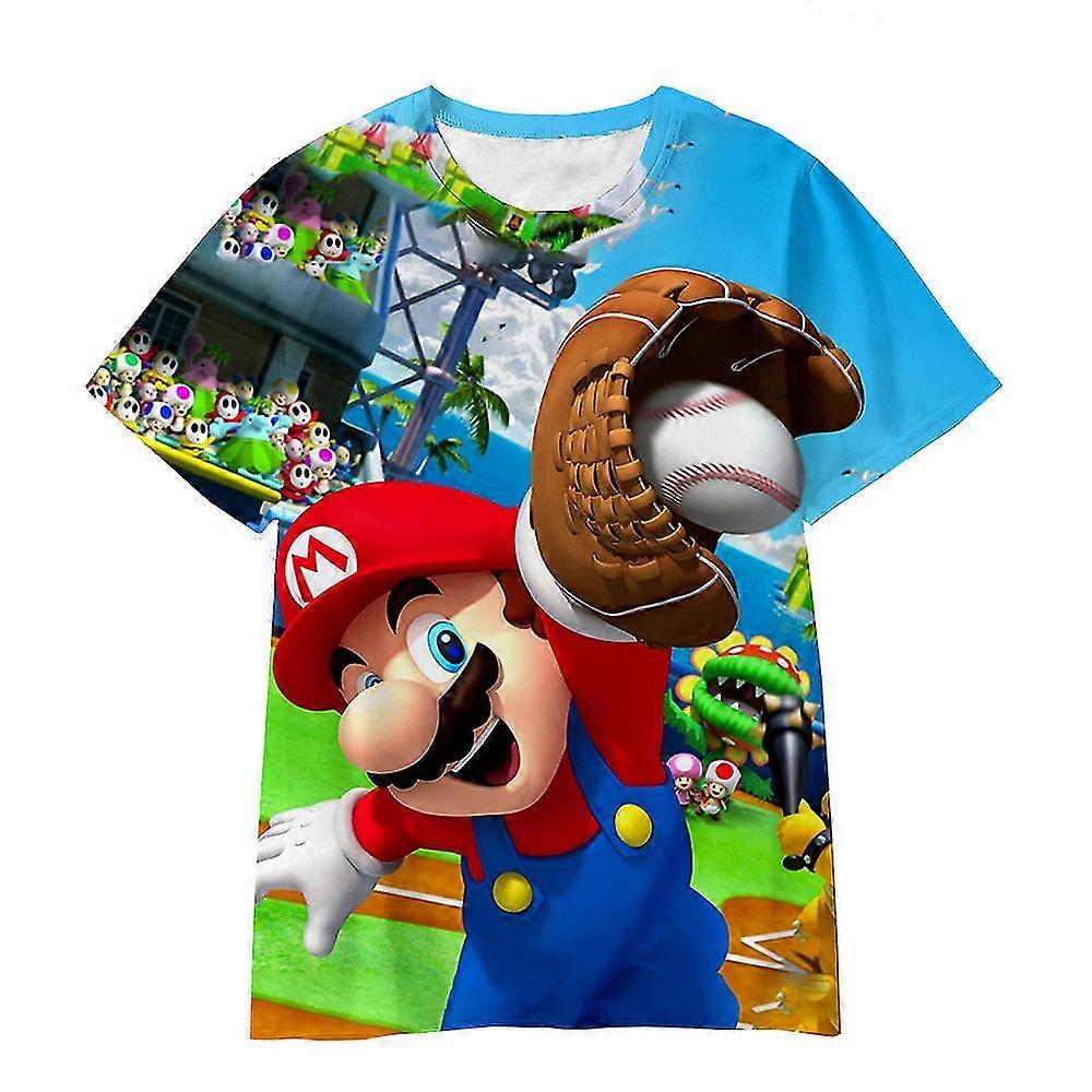 Lapset Pojat Ja Tytöt Cartoon Super Mario Bros T-paita Crew Neck Lyhythihainen Casual Tops Tee