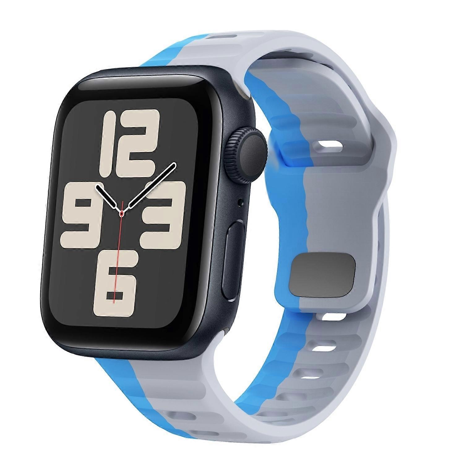 For Apple Watch SE 2023 44mm Silicone Wave Structure Bracelet Gray