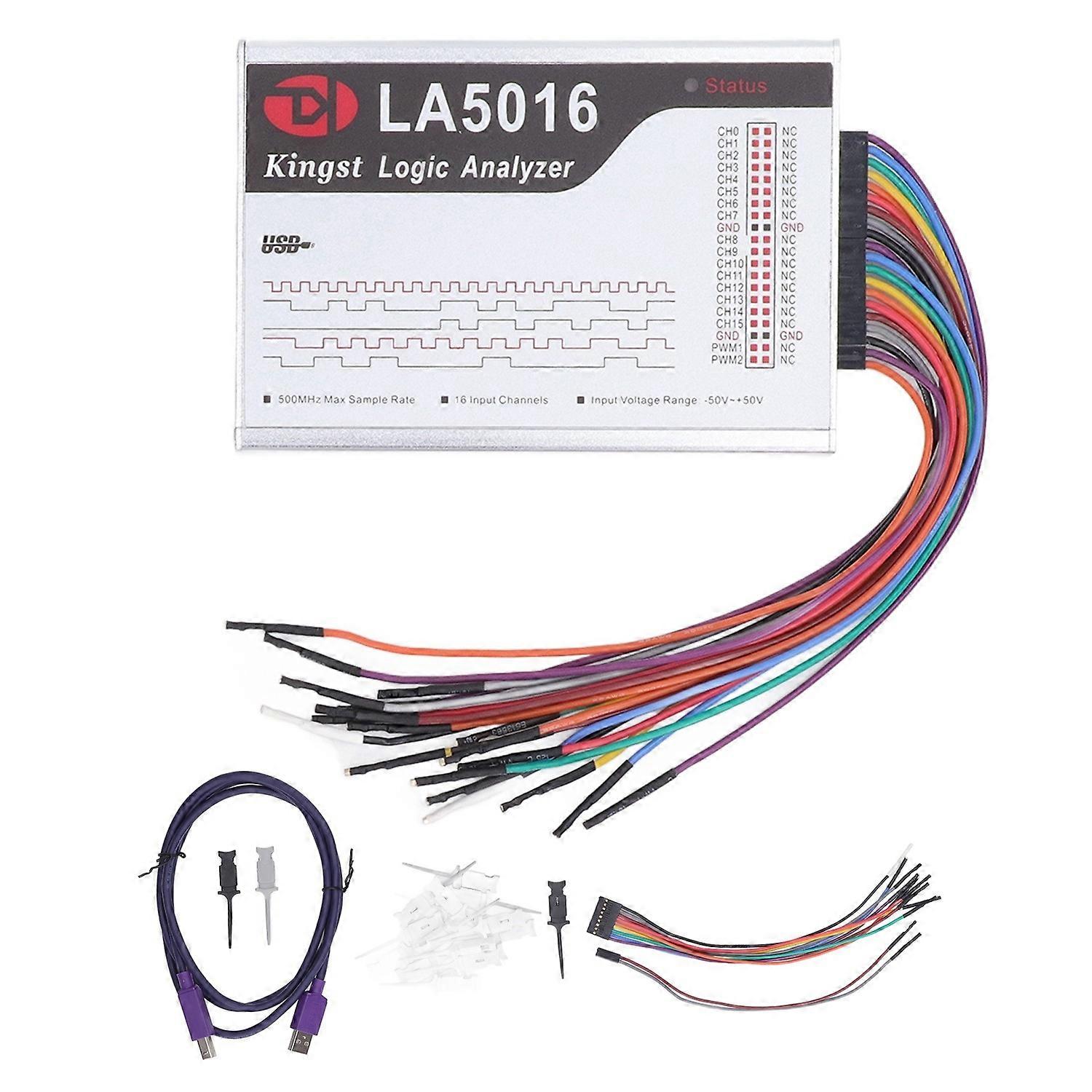 16 Channel Logic Analyzer with 500M Sampling Rate Adjustable Threshold Analyzer Device ‑50‑50V