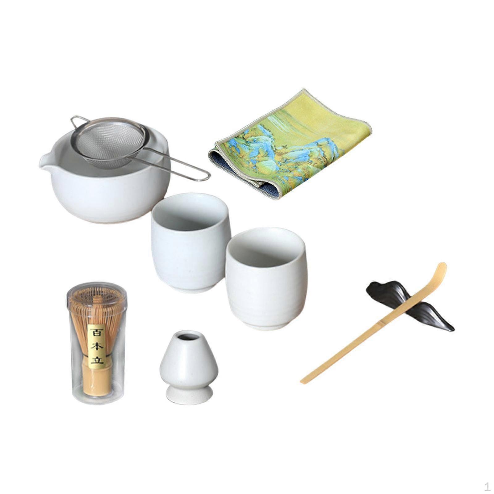 9 Pieces Japanese Matcha Tea Set Traditional Bowl Whisk Holder Portable