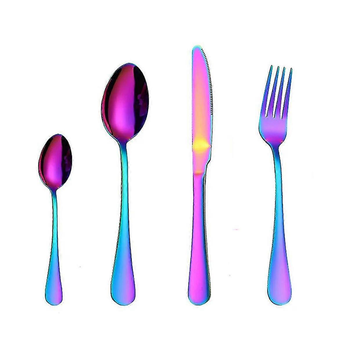 Rainbow silverware set 4 piece for kitchen dining room