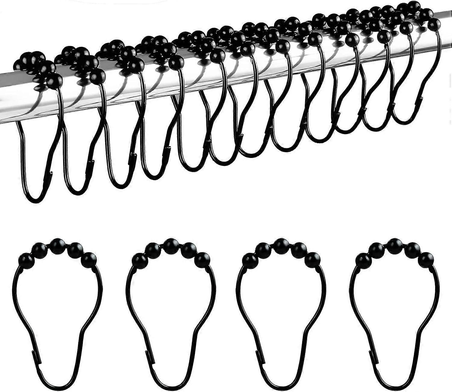 (12pcs Black) Iron Shower Rings