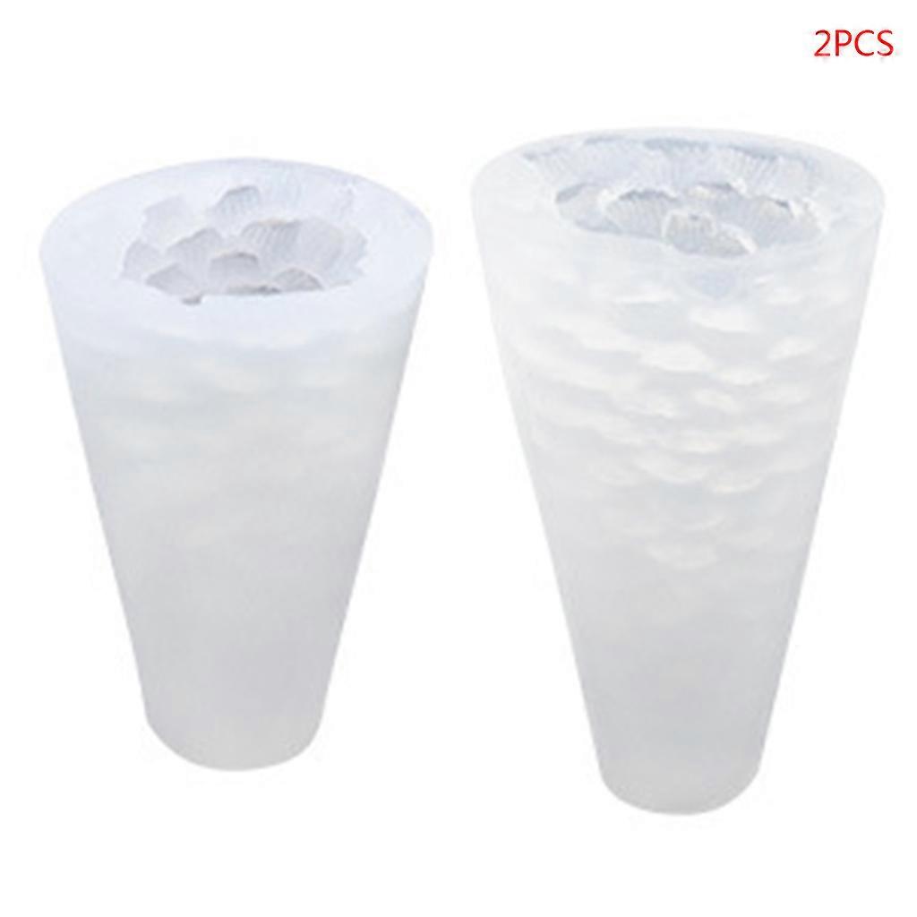 2pcs/set 3D Christmas Tree Silicone Candle Mold Soap Clay Making DIY Cake Decorating Baking Tool  White