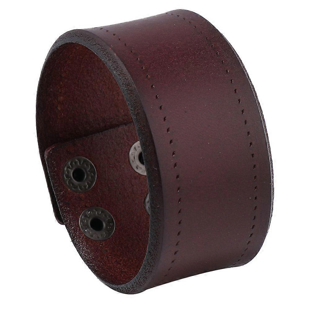 男性のための新しいワイドビンテージ本革ブレスレットメタルスタイルブレスレットヴィンテージスタイルレザー素材と鉄合金