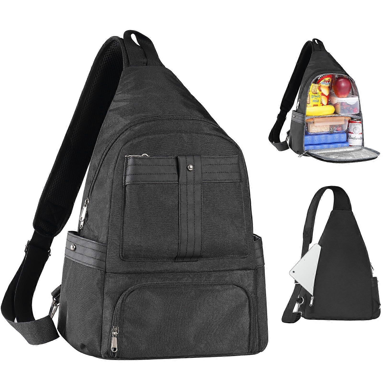 Crossbody lunch backpack with side pockets for travel and daily lunch storage
