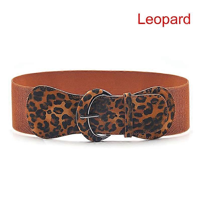 Womens Ladies Faux Leather Wide Stretch Elastic Buckle Cinch Waist Wide Belts