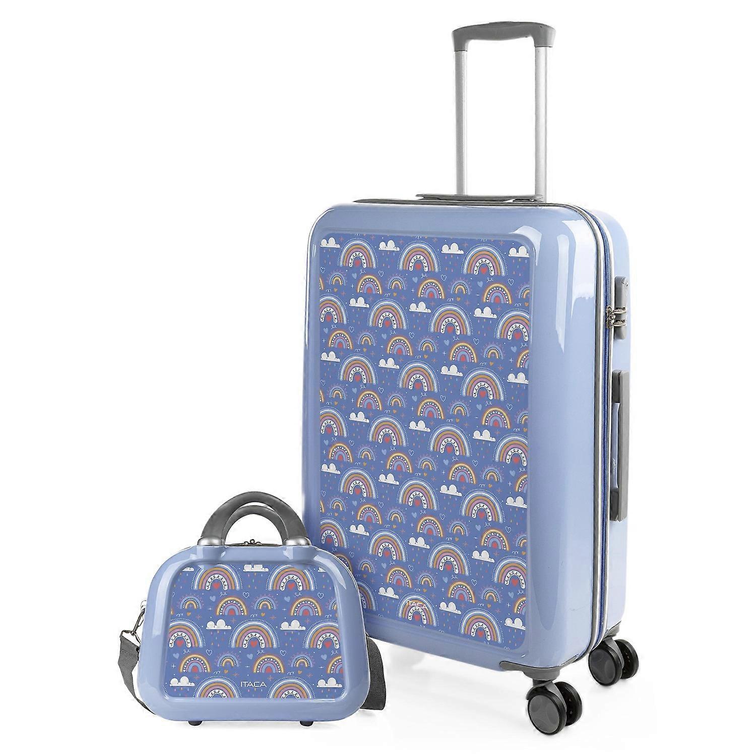 Itaca Set Of Customized Pc Suitcases Blue Base