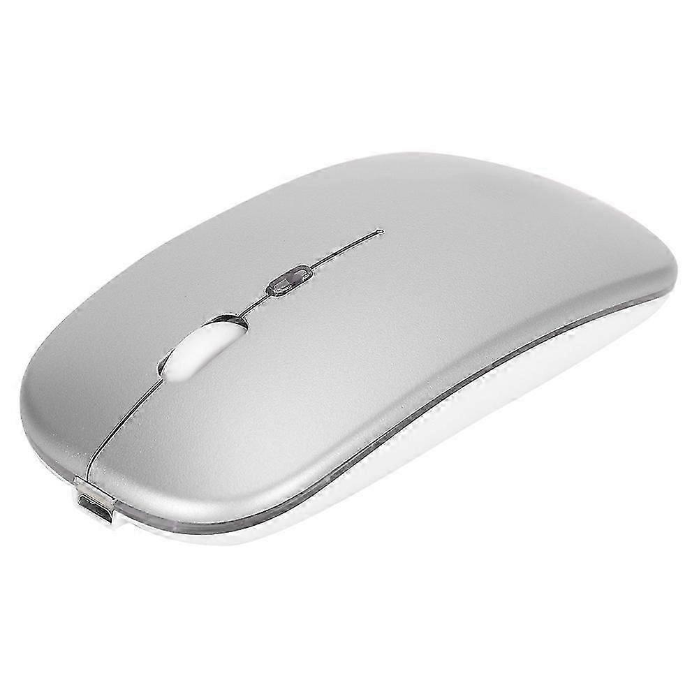 Usb 2.4ghz A2 Wireless Mouse Silent Usb Mice For Pc Laptop Office With 7 Color Light (rechargeable)silver