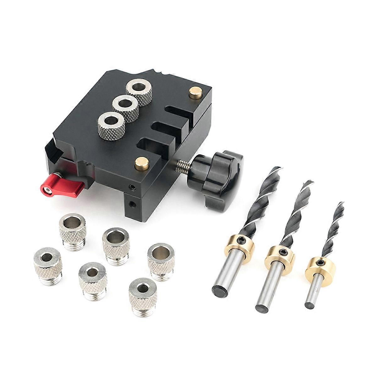 Self Centering Doweling Jig Kit, Drill Guides Locator for Straight Holes Biscuit Joiner Multifunctional Woodworking Tool
