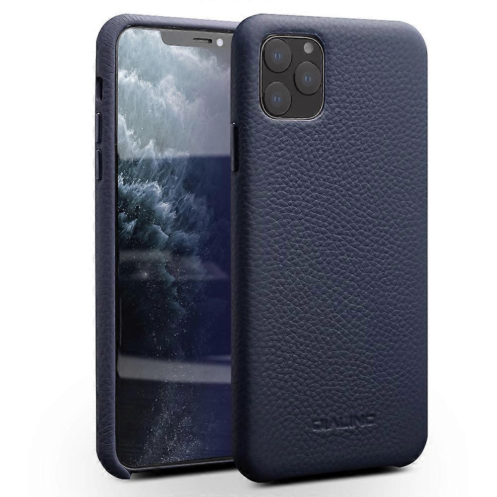 For iPhone 11 Pro Max QIALINO Shockproof Top-grain Leather Protective Case