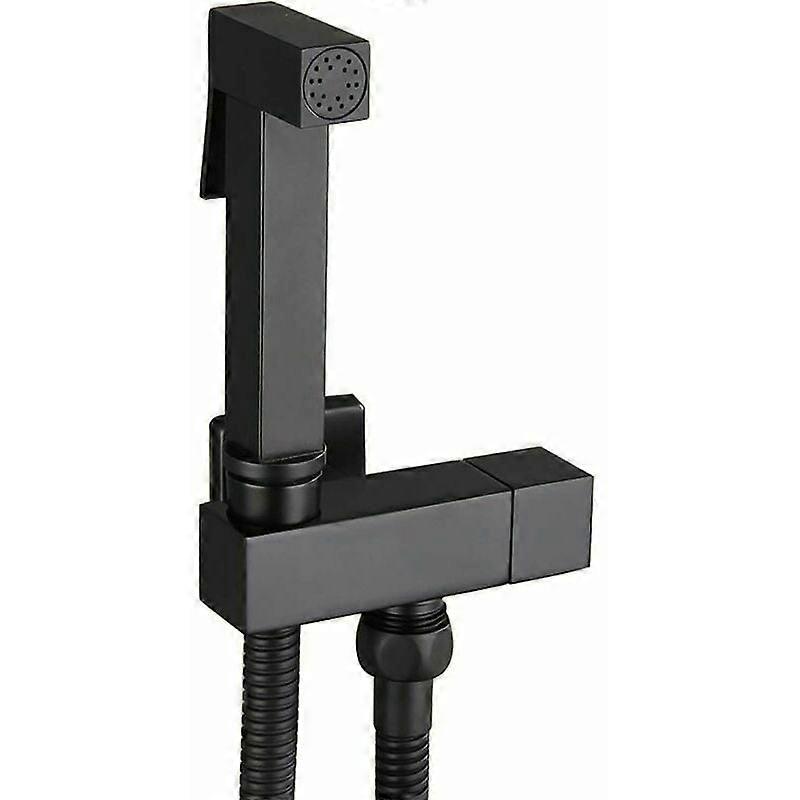 WC-Duschset, schwarzer Handheld-Bidet-Sprüher Messing-Bidet-Sprüher Wandmontierte WC-Dusche Komplettes Set, persönliche Hygiene, G1/2