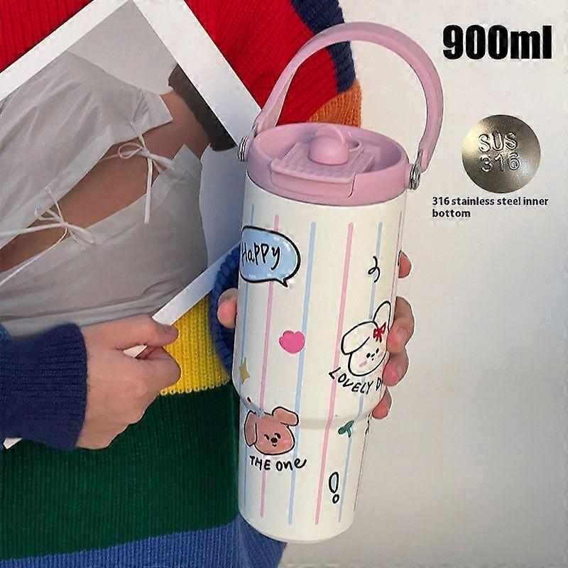 30oz Water Bottles for Hot and Cold Drinks,18/10 Stainless Steel Insulated Water Bottle with Lid-Pink