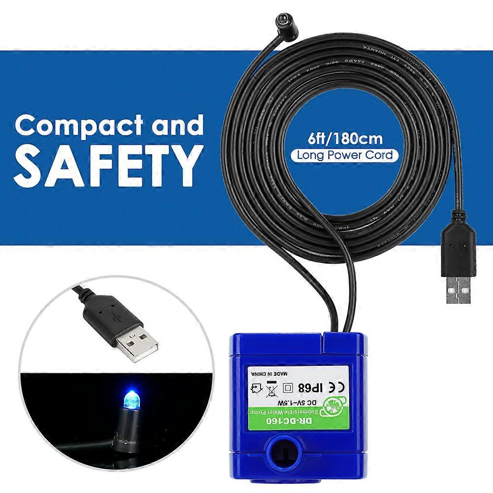 Cat Water Fountain Pump Replacement - Silent, Submersible, 5.9ft Cable For Pet Fountains