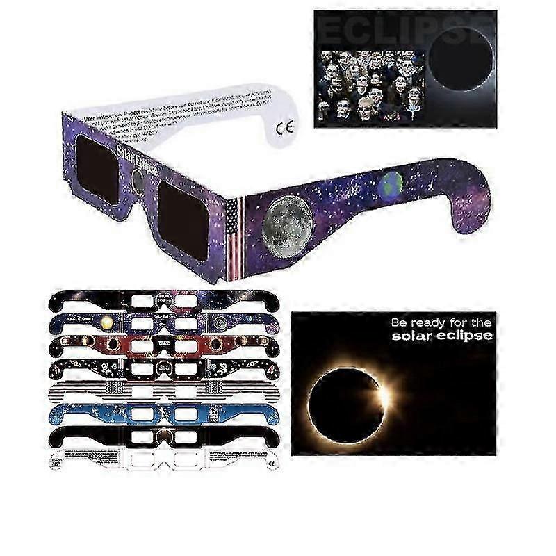Solar Eclipse Glasses 2024 CE and ISO Certified with Six Different Color Durable Paper Frames for Direct Sun Viewing