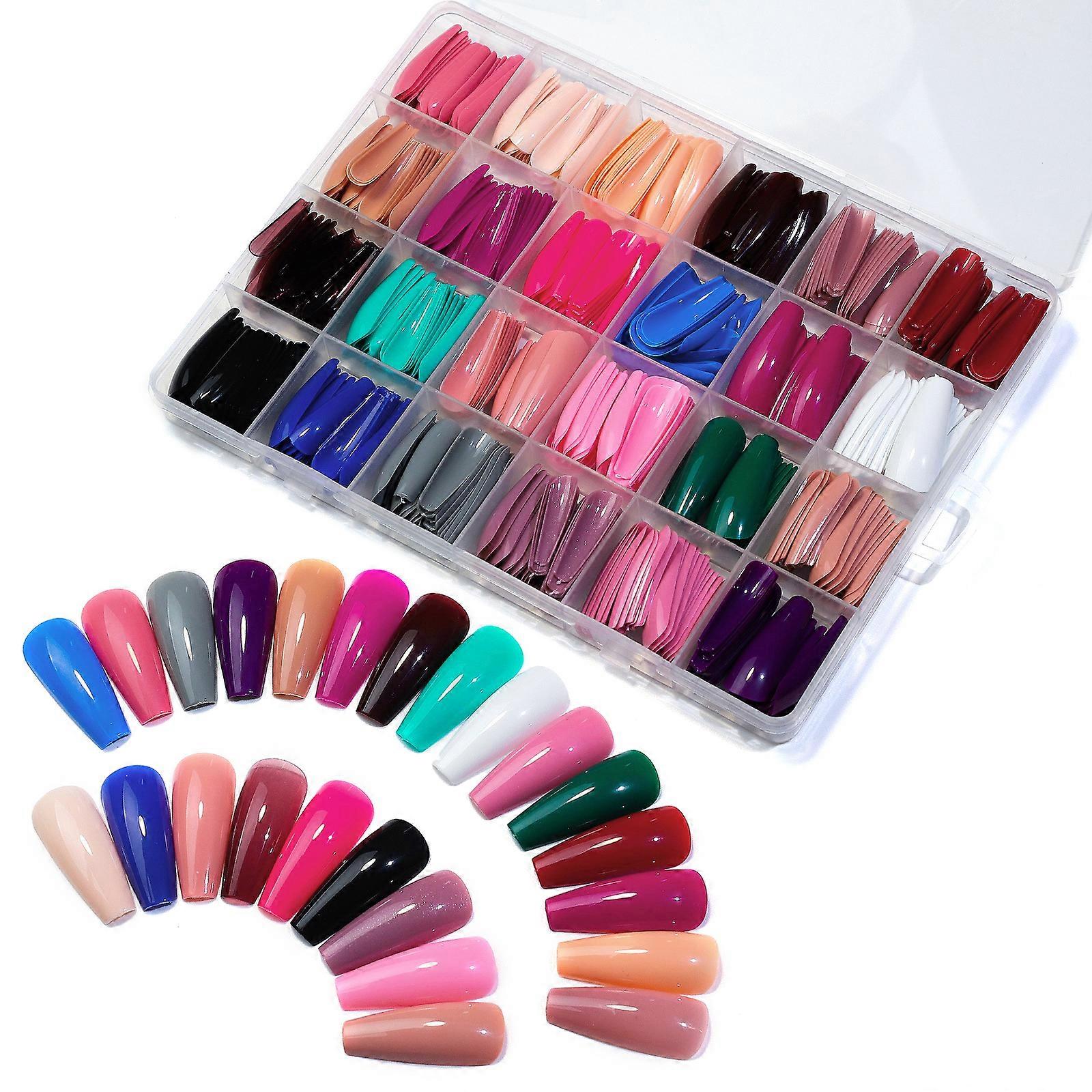 24 Color Square Press on Nails Colored False Nails Straight Full Cover Acrylic Tip Manicure DIY Artificial Fingernails