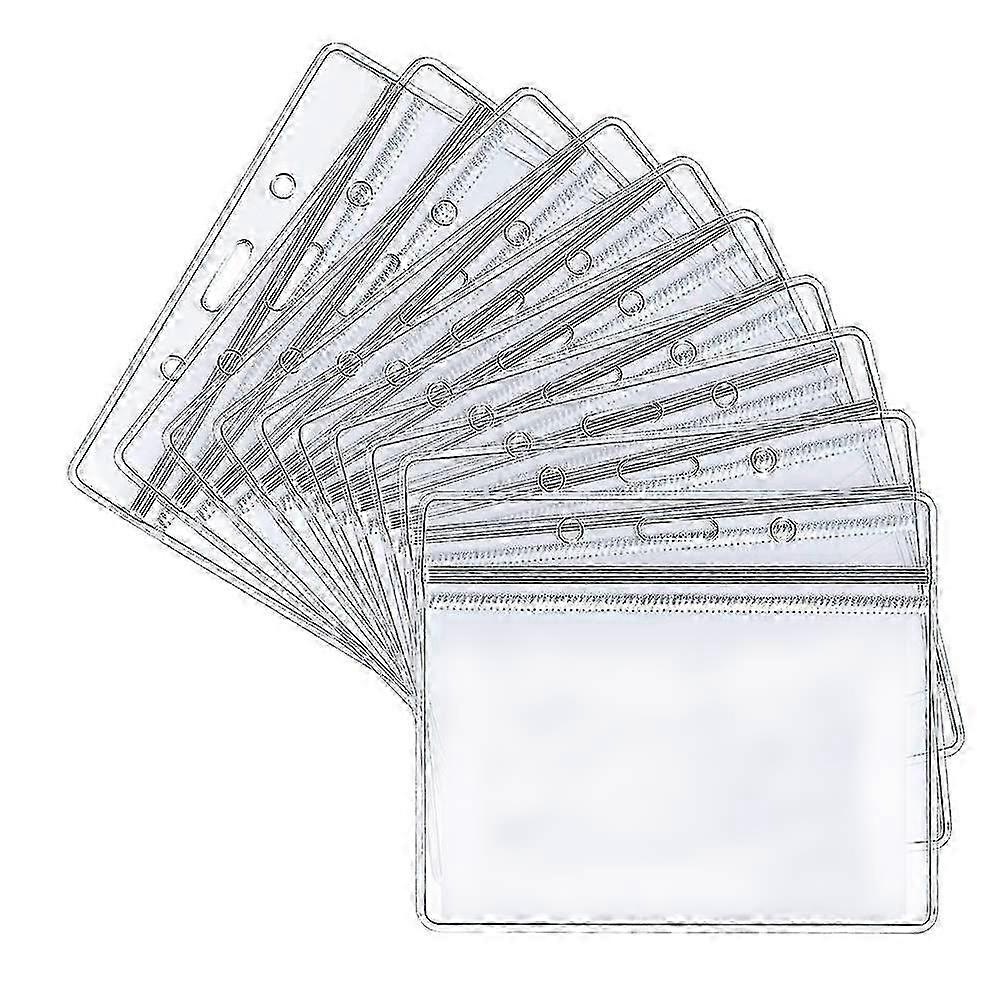 50pcs Waterproof ID Card Holders, Transparent Horizontal Name Badge Sleeves